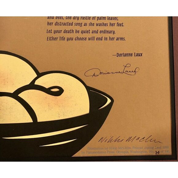 Nikki McClure & Dorianne Laux Signed LE Art, Prayer For Mary And Martha, Framed - Picture 1 of 12